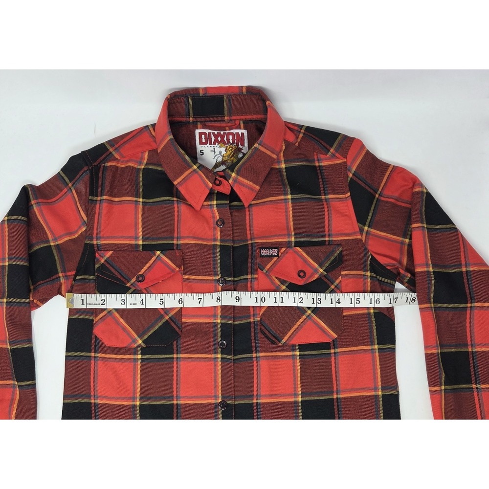 Dixxon Flannel‎ Caballero Dragon Snap Front Red Plaid Shirt Women Small NWOT - Picture 4 of 8